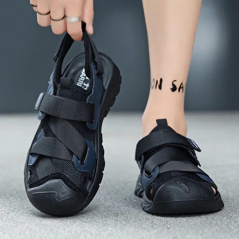 Warrior Casual Chef Shoes Beach Sandals Men's Black Blue-3
