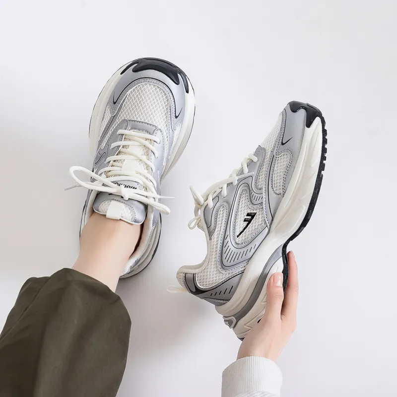 Warrior Cushioning Anti-Slip Wear-Resistant Breathable Lightweight Height Increasing Low-Top Chunky Sneakers Women's-1