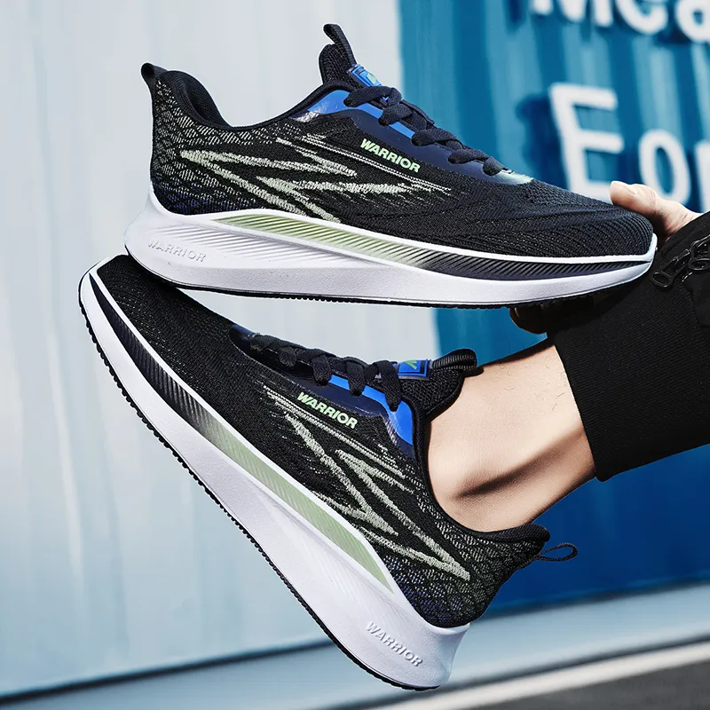 WARRIOR Running Shoes Men Low Top Blue/Green-8