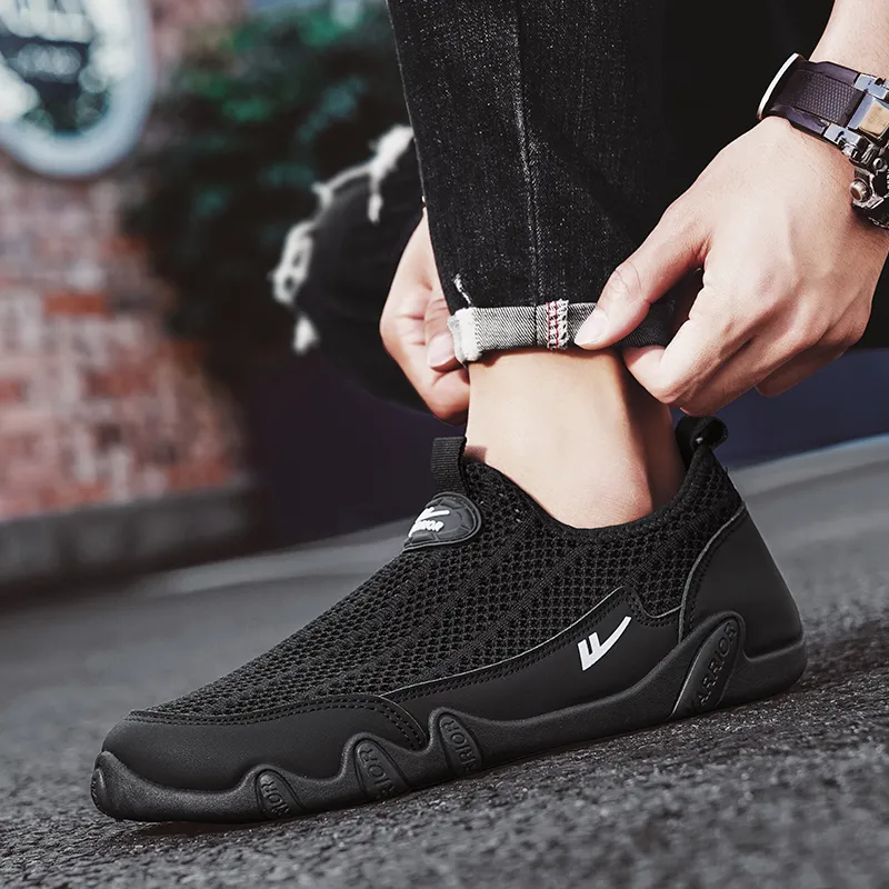 Warrior Slip on Slip on Shoes Wear resistant, Lightweight, Breathable, And Non slip. Low Top Casual Shoes Men's Black-6