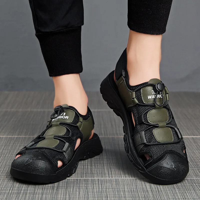 Warrior River Trekking Shoes Wear resistant, Lightweight, Breathable, And Non slip. Beach Sandals Men's Green Black-6