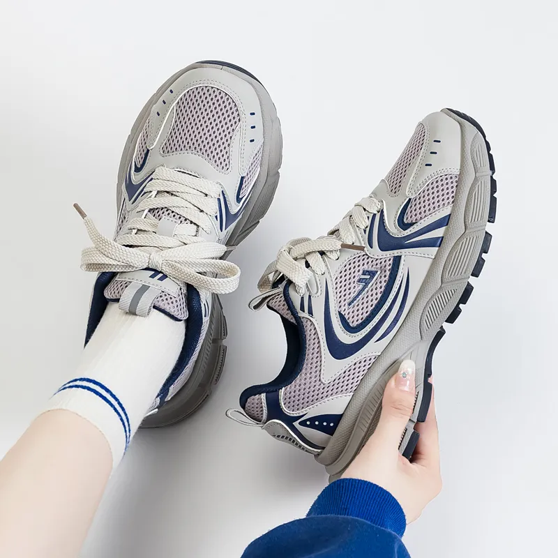 WARRIOR Chunky Sneakers Women's Low Top Silver-2