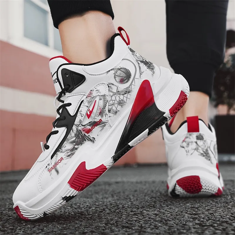 WARRIOR Basketball Shoes Men Low Top Red-6