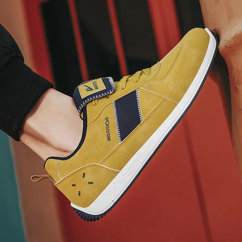Warrior Slip Resistant, Abrasion Resistant, Lightweight Low Top Casual Shoes Men's Yellow Dark Blue-5