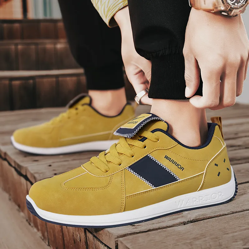 Warrior Slip Resistant, Abrasion Resistant, Lightweight Low Top Casual Shoes Men's Yellow Dark Blue-7