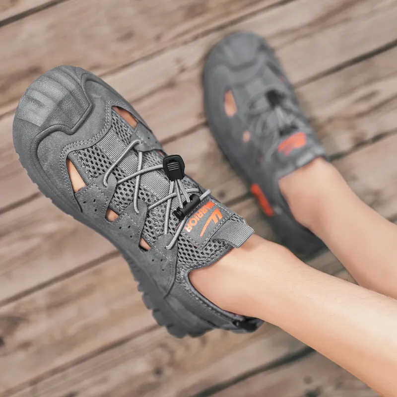 Warrior River Trekking Shoes Wear resistant, Lightweight, Breathable, And Non slip. Beach Sandals Men's Gray-6
