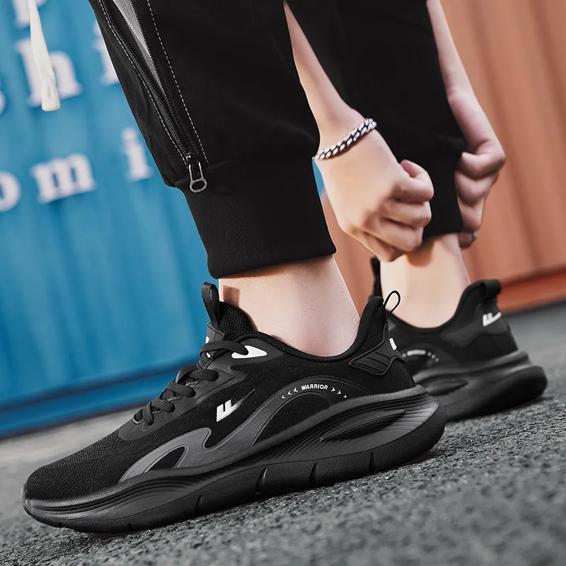 Warrior Coverage Lightweight, Breathable, Slip Resistant Low Top Running Shoes Men's Black Gray-7