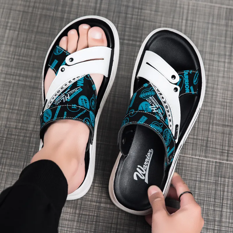 Warrior Casual Chef Shoes Beach Sandals Men's White Black Blue-3
