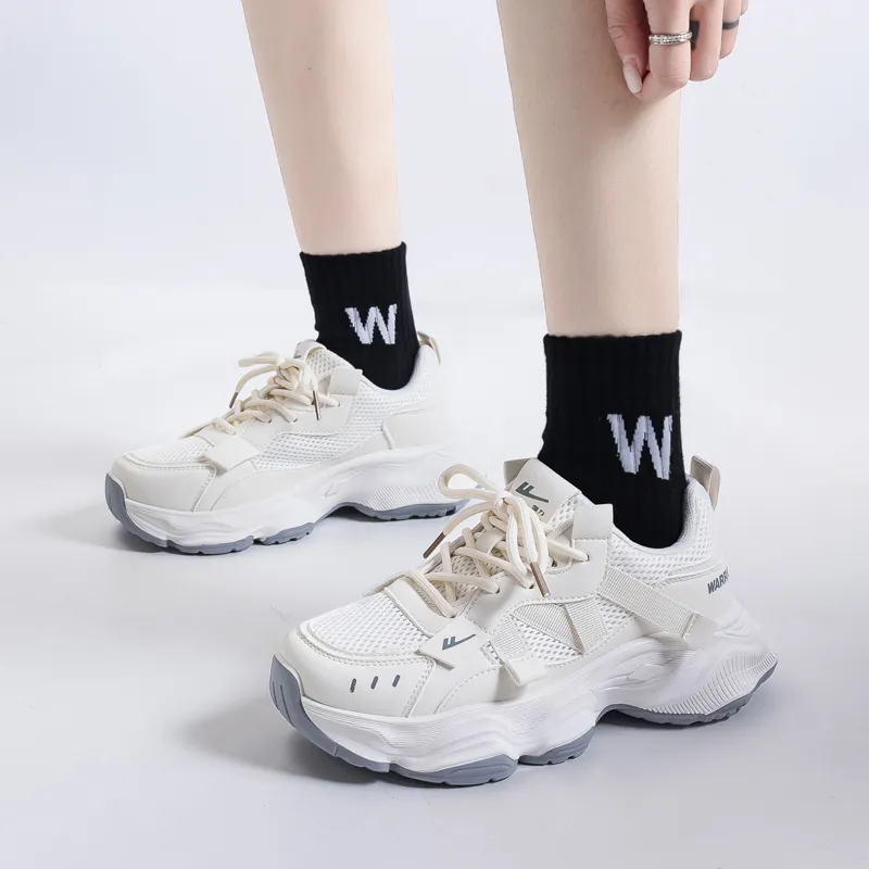 Warrior Cushioning Height Increasing Abrasion Resistant Slip Resistant Low Top Chunky Sneakers Women's-1