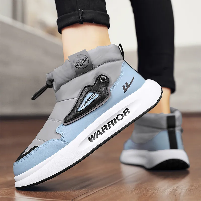 Warrior Thermal Abrasion Resistant Knee High Outdoor Boots Men's Gray Light Blue Black-7