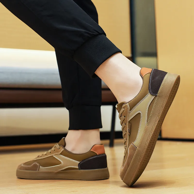Warrior Anti Slip And Wear Resistant Lightweight Low Top Skateboard Shoes Unisex Khaki Brown Orange-3
