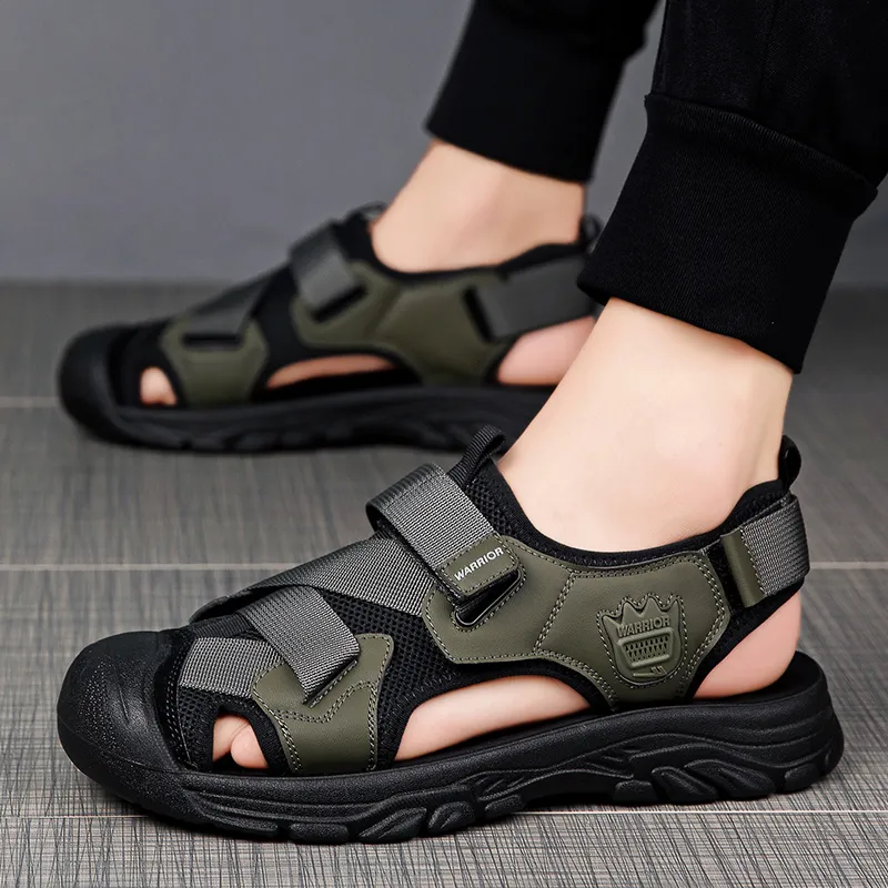 Warrior River Trekking Shoes Casual Chef Shoes Beach Sandals Men's Army Green/Black-7