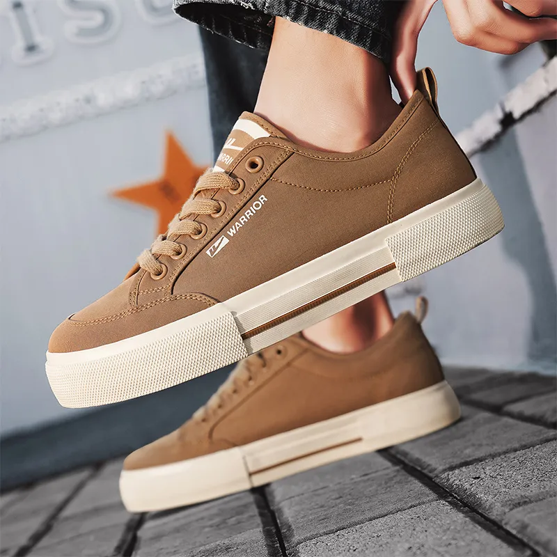 Warrior Slip Resistant Height Increasing Coverage Low Top Canvas Shoes Men's Khaki-6