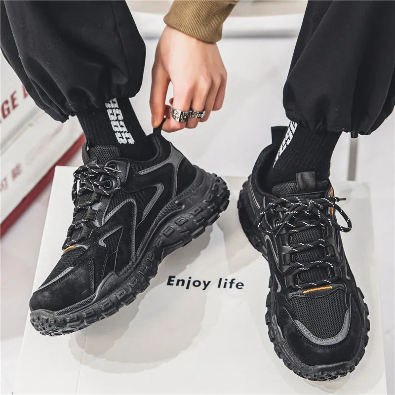 Warrior Shock Absorbers With Slip Resistant And Abrasion Resistant Properties Low Top Chunky Sneakers Men's Black-2