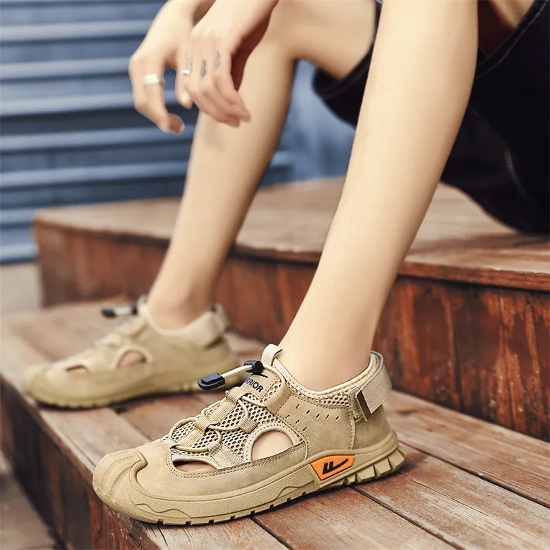 Warrior River Trekking Shoes Wear resistant, Lightweight, Breathable, And Non slip. Beach Sandals Men's Khaki-7