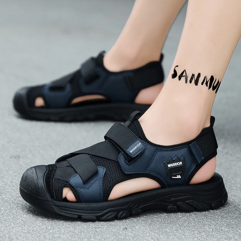 Warrior Casual Chef Shoes Beach Sandals Men's Black Blue-4