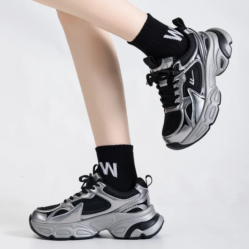 Warrior Cushioning Anti-Slip Wear-Resistant Breathable Lightweight Height Increasing Low-Top Chunky Sneakers Women's-7