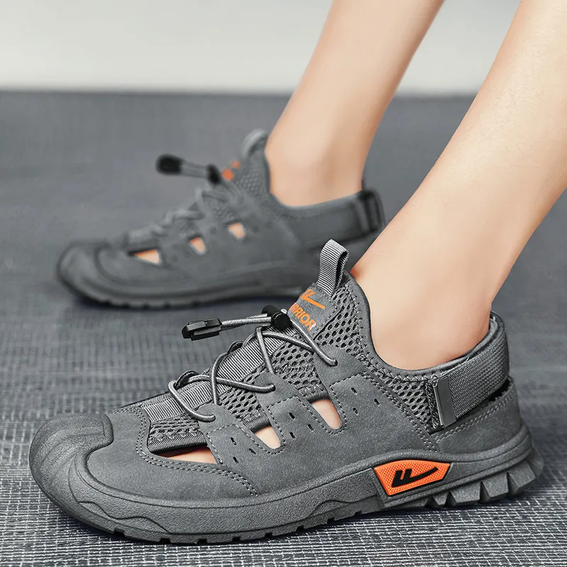 Warrior River Trekking Shoes Wear resistant, Lightweight, Breathable, And Non slip. Beach Sandals Men's Gray-8