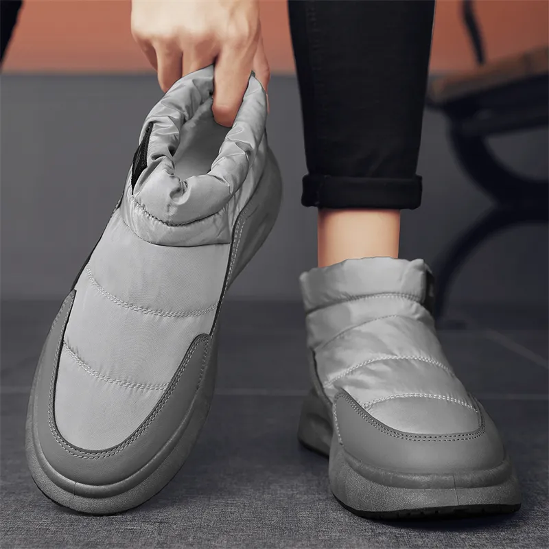 Warrior Thermal Waterproof Abrasion Resistant Cushioning Slip Resistant Short Snow Boots Men's Light Gray-7