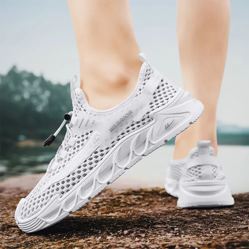 Warrior Lazy Slip on Cushioned Wear Resistant Lightweight Breathable Slip Resistant Low Top Casual Shoes Men's White-7