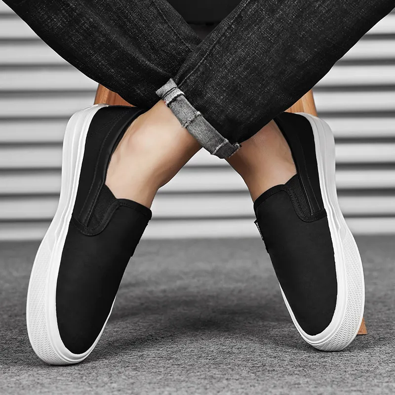 Warrior Slip on Shoes Wear resistant, Lightweight, Breathable, And Non slip. Low Top Canvas Shoes Men's Black-9