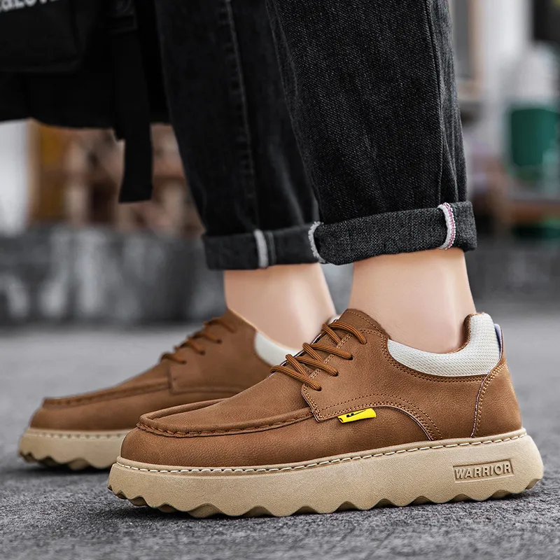 Warrior Coverage Height Increasing Abrasion Resistant Lightweight Slip Resistant Low Top Casual Shoes Men's Khaki-5