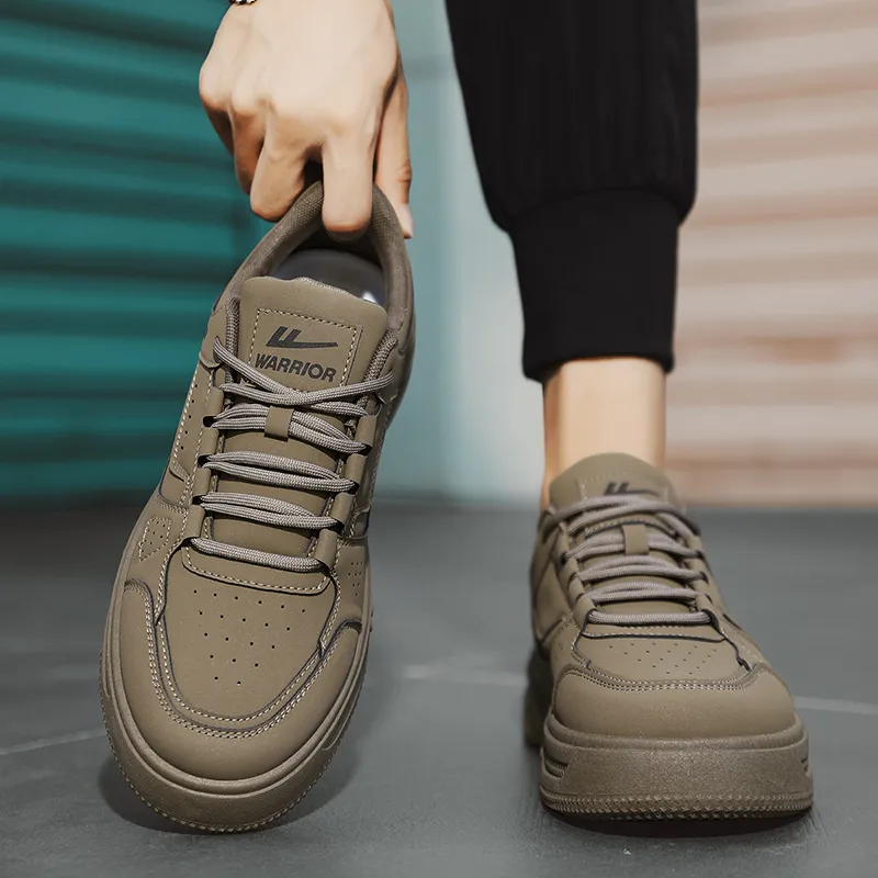 Warrior Slip Resistant Shock Absorbers With Abrasion Resistant Properties Low Top Skateboard Shoes Men's Dark Brown-6
