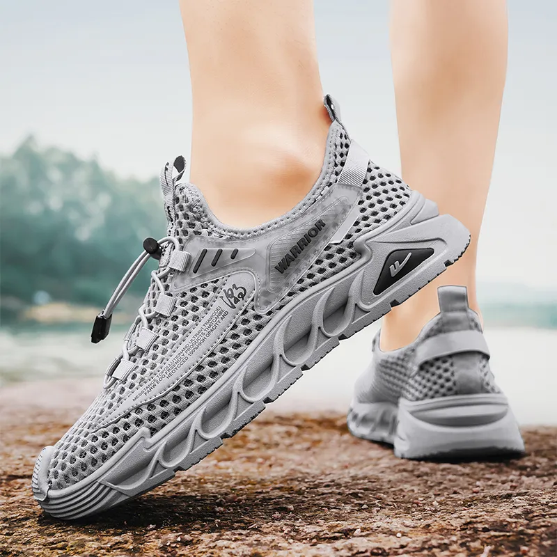 Warrior Lazy Slip on Cushioned Wear Resistant Lightweight Breathable Slip Resistant Low Top Casual Shoes Men's Gray-7
