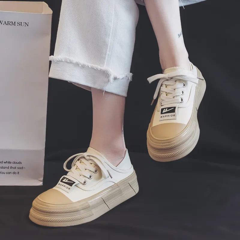 Warrior Anti Slip And Wear Resistant Breathable Lightweight Height Increasing Cushioning Low Top Canvas Shoes Women's-4