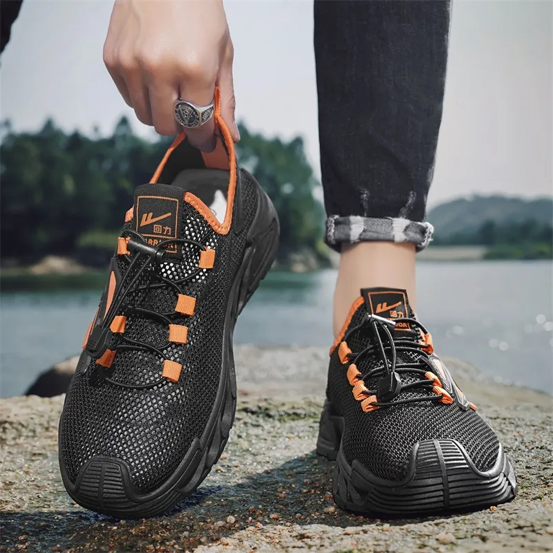 Warrior Wear resistant Lightweight Breathable And Non slip. Low Top Casual Shoes Men's Black Orange-8