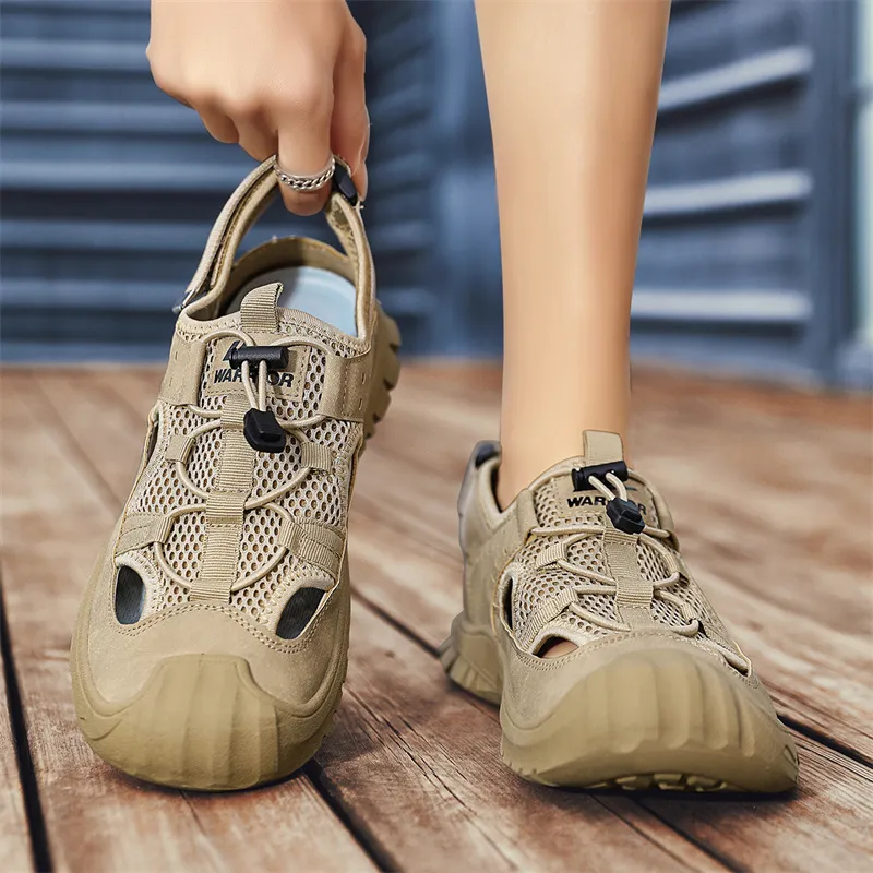 Warrior River Trekking Shoes Wear resistant, Lightweight, Breathable, And Non slip. Beach Sandals Men's Khaki-9