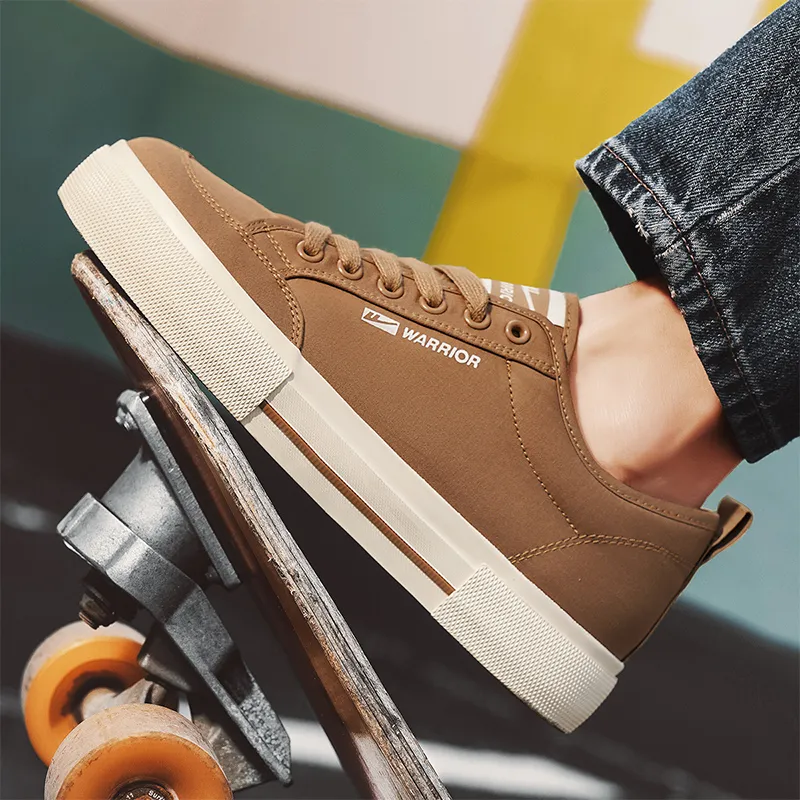 Warrior Slip Resistant Height Increasing Coverage Low Top Canvas Shoes Men's Khaki-5