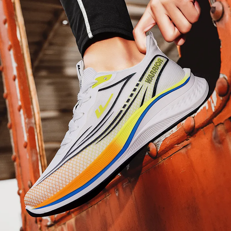 WARRIOR Running Shoes Men Low Top Orange/Neon Green-7