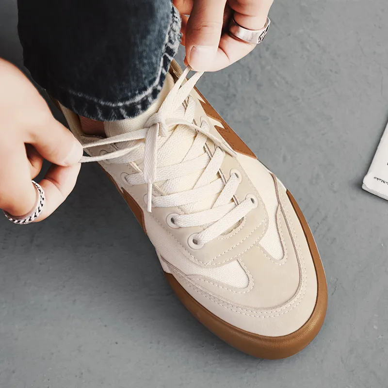 Warrior Breathable And Waterproof Low Top Canvas Shoes Unisex Beige Brown-9