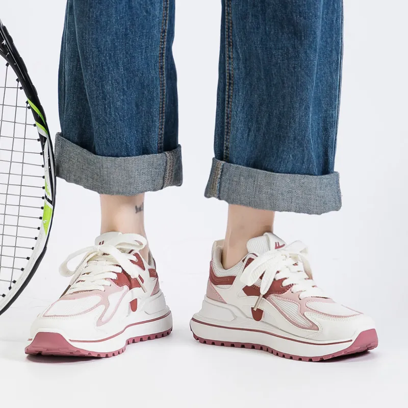 WARRIOR Chunky Sneakers Women's Low Top Red-3