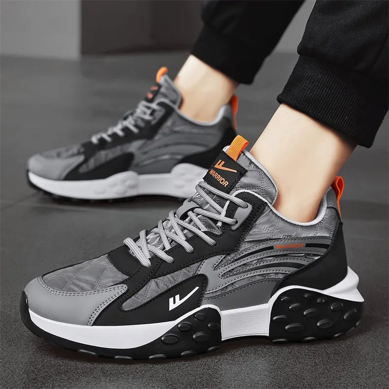 Warrior Anti Slip Wear Resistant High Top Chunky Sneakers Men's Gray Black-8