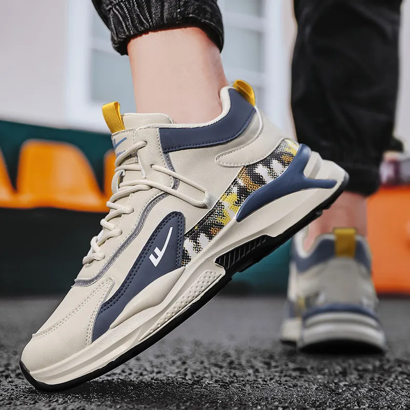 Warrior High Top Casual Shoes Men's Beige Blue-7