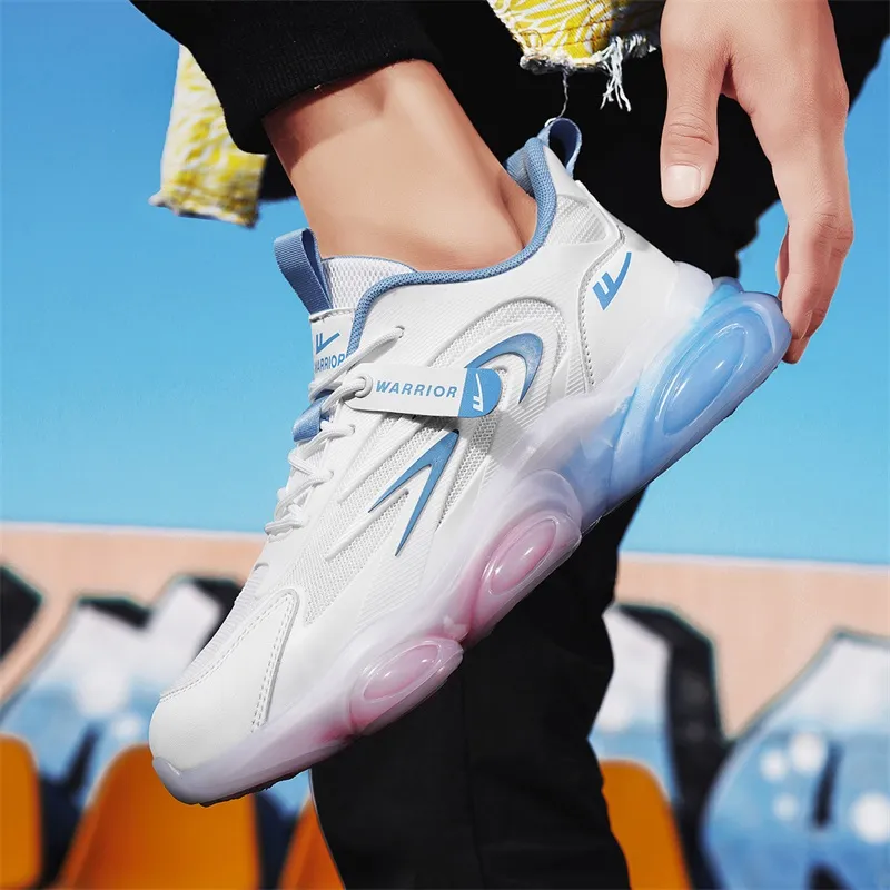 Warrior Slip Resistant, Abrasion Resistant, Lightweight Low Top Casual Shoes Men's White Blue-7