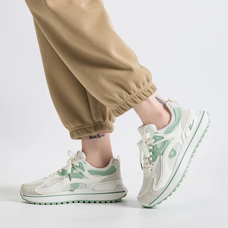 WARRIOR Chunky Sneakers Women's Low Top Green-5