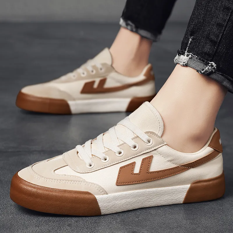 Warrior Breathable And Waterproof Low Top Canvas Shoes Unisex Beige Brown-6