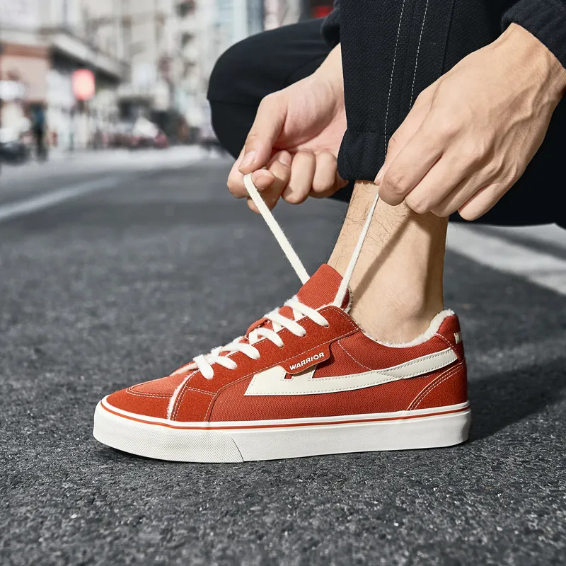 Warrior Low Top Canvas Shoes Unisex Red Beige-5