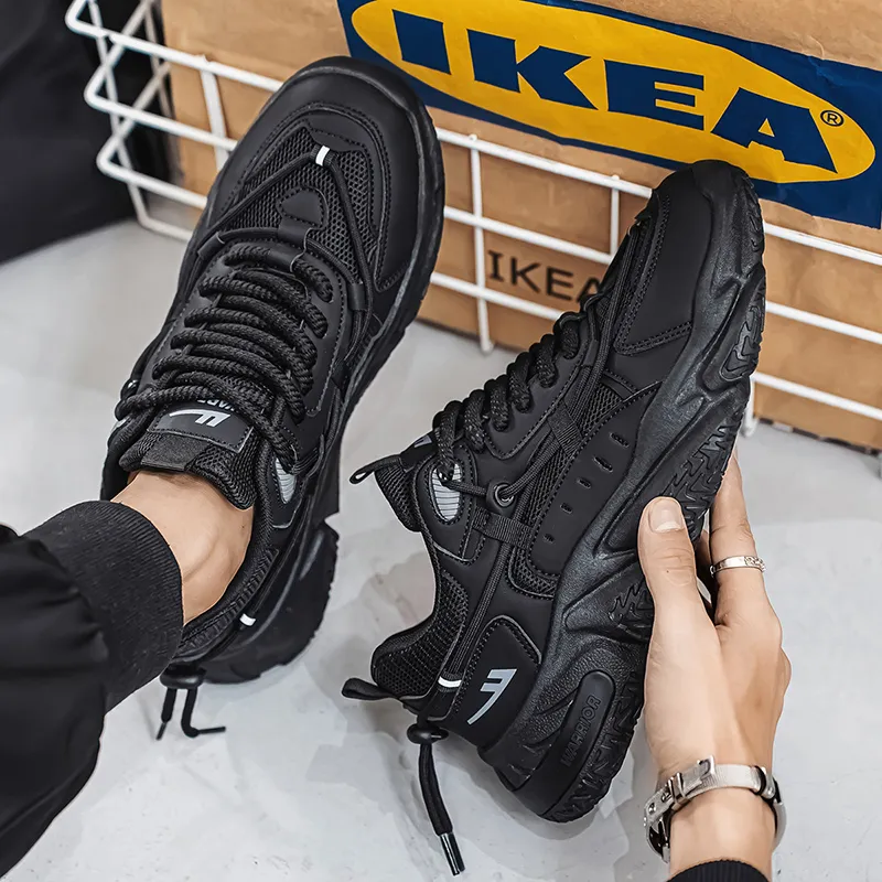 Warrior Warrior Anti-Slip Wear-Resistant Breathable Lightweight Height Increasing Warm Low-Top Chunky Sneakers Unisex-7