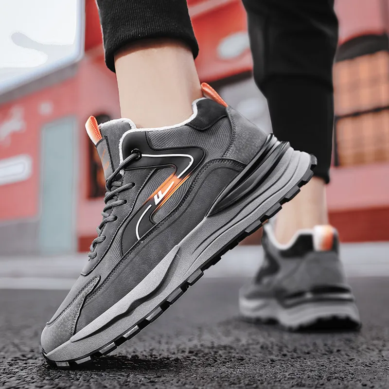 Warrior Cushioning Height Increasing Thermal High Top Casual Shoes Men's Gray Black-5