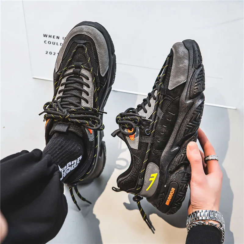 Warrior Warrior Anti-Slip Wear-Resistant Breathable Lightweight Height Increasing Warm Low-Top Chunky Sneakers Unisex-40