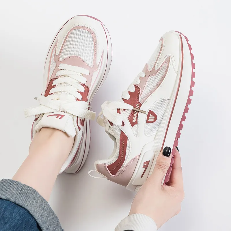 WARRIOR Chunky Sneakers Women's Low Top Red-1