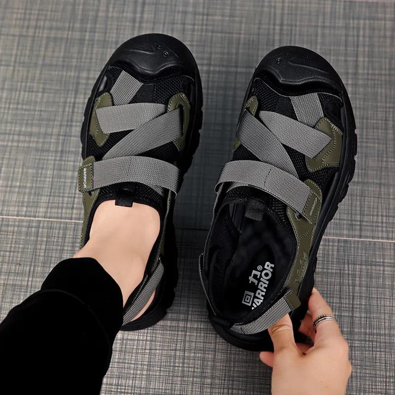 Warrior River Trekking Shoes Casual Chef Shoes Beach Sandals Men's Army Green/Black-11