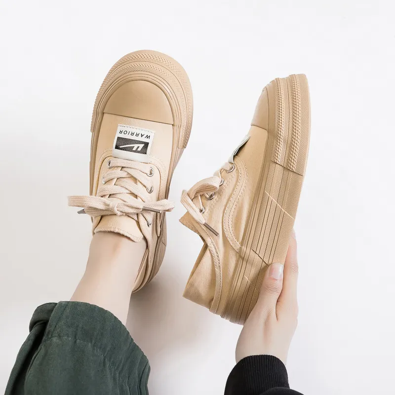 Warrior Anti Slip And Wear Resistant Breathable Lightweight Height Increasing Cushioning Low Top Canvas Shoes Women's-8
