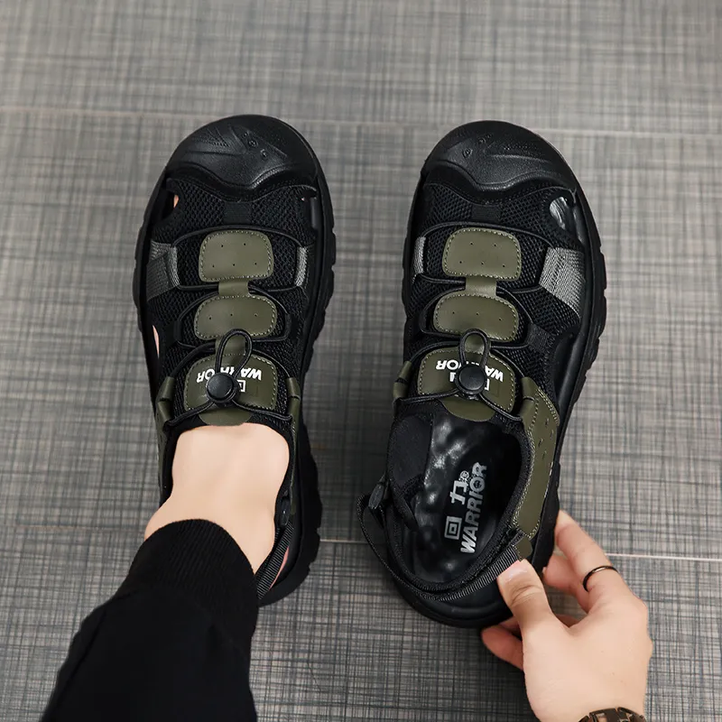 Warrior River Trekking Shoes Wear resistant, Lightweight, Breathable, And Non slip. Beach Sandals Men's Green Black-4