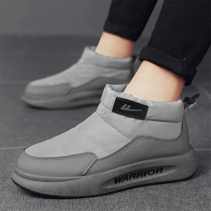 Warrior Thermal Waterproof Abrasion Resistant Cushioning Slip Resistant Short Snow Boots Men's Light Gray-6