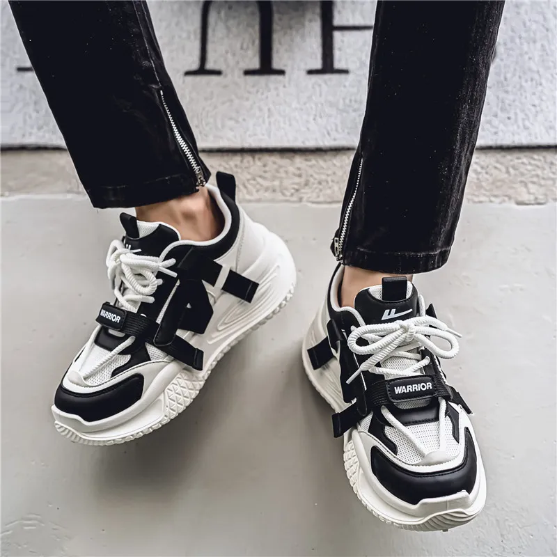 WARRIOR Chunky Sneakers Men Low Top Black-6